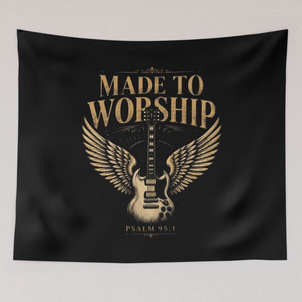 Item preview, Vintage Made to Worship Psalm 95 1 Jesus Guitar Bible Verse designed and sold by OlakunleOloroz.