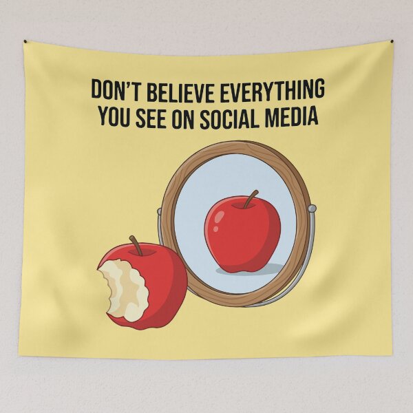Item preview, Social Media Reality Illusion Bitten Apple Mirror Illustration designed and sold by BrownHorse90s.