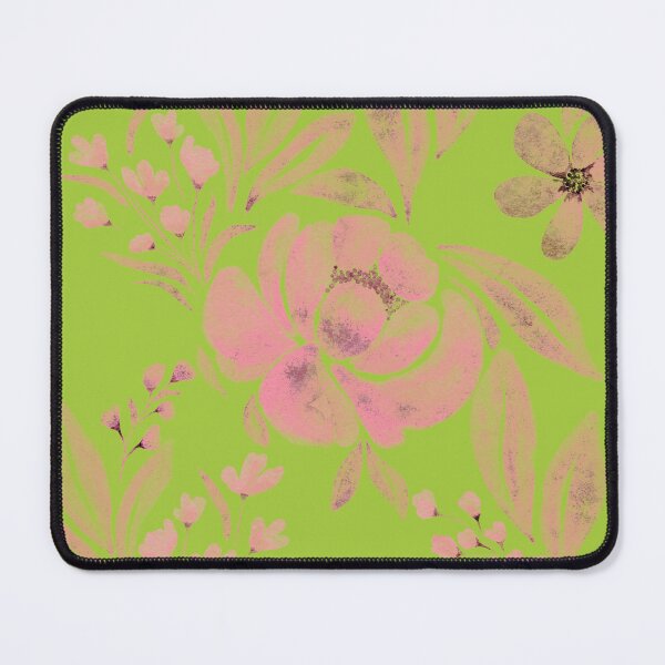 Item preview, Watercolor Pink Poppies on Chartreuse Floral Pattern  designed and sold by AneissPiaf.