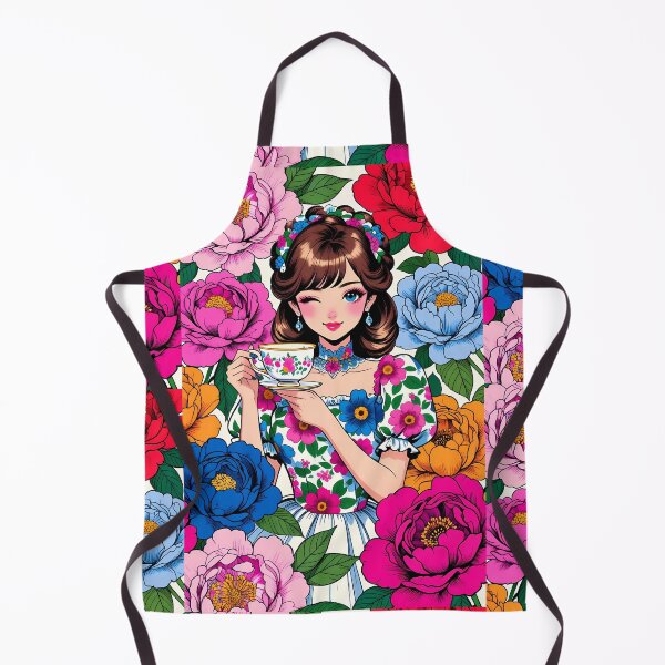 Item preview, Floral Girl with Teacup in Peony Garden designed and sold by HappyOops.
