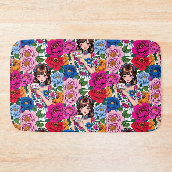 Item preview, Floral Girl with Teacup in Peony Garden designed and sold by HappyOops.