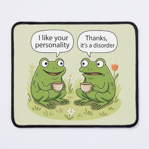 Item preview, Funny Frog Tea Party Mental Health Disorder Graphic designed and sold by BrownHorse90s.