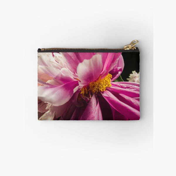 Item preview, Vibrant Pink Peony Macro Flower on Black Background designed and sold by Apex_Visuals.