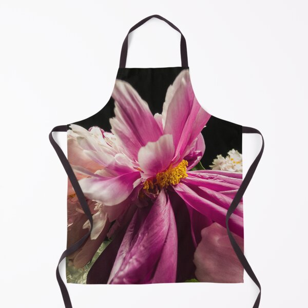 Item preview, Vibrant Pink Peony Macro Flower on Black Background designed and sold by Apex_Visuals.