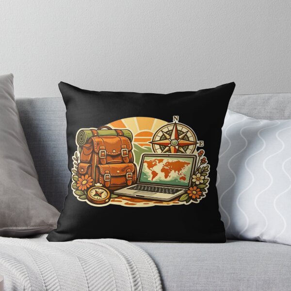 Item preview, Retro Travel Explorer – Vintage Backpack & Laptop World Map designed and sold by Timeless Junction.