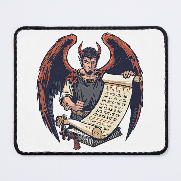 Item preview, Ancient Gaming Codex – Devil Angel Keeper of the Digital Scroll designed and sold by Artisan Finds Online.