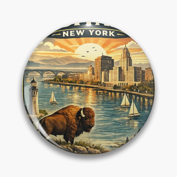 Item preview, Buffalo New York Retro Badge Sticker designed and sold by Bugsy Sketches.