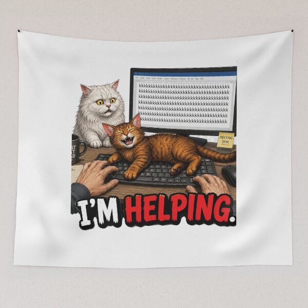 Item preview, “I’m Helping – Cat Keyboard Chaos designed and sold by Pat-A-Cat.