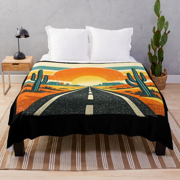 Item preview, Retro Desert Sunset Road Vintage Travel Poster | Southwestern Landscape Art designed and sold by irfanshikh.