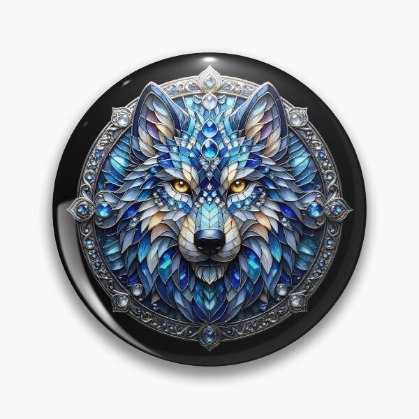 Item preview, Noble Wolf Stained Glass Crystal Blue Art designed and sold by LuisWorks.