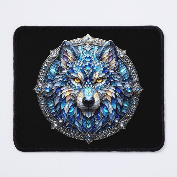 Item preview, Noble Wolf Stained Glass Crystal Blue Art designed and sold by LuisWorks.