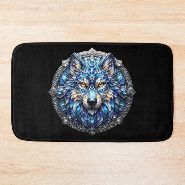 Item preview, Noble Wolf Stained Glass Crystal Blue Art designed and sold by LuisWorks.