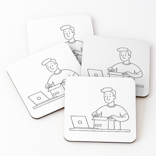 Item preview, Man Unboxing Package Near Laptop designed and sold by rasagamastore.