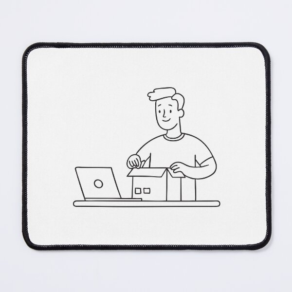 Item preview, Man Unboxing Package Near Laptop designed and sold by rasagamastore.