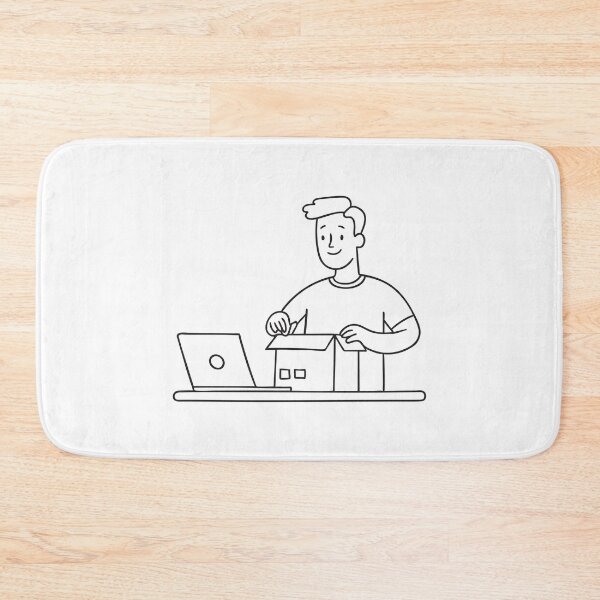 Item preview, Man Unboxing Package Near Laptop designed and sold by rasagamastore.