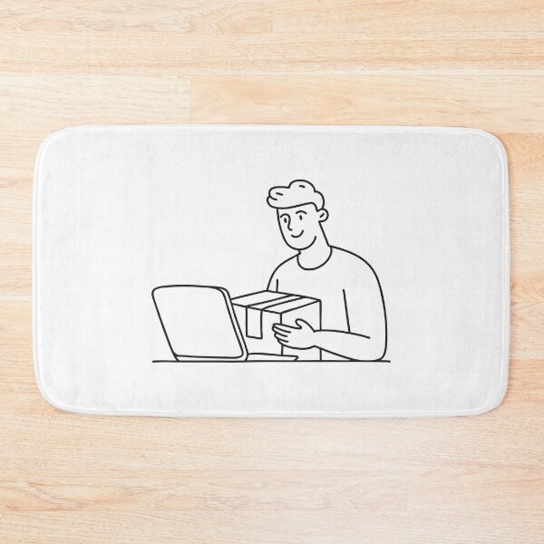 Item preview, Man Opening Parcel Beside Laptop designed and sold by rasagamastore.