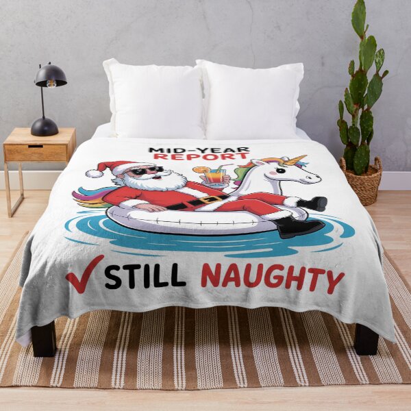 Item preview, Christmas in July Santa on Unicorn Pool Float Still Naughty designed and sold by SapfireStuArt.