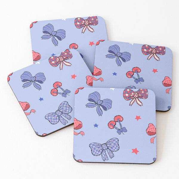 Item preview, Patriotic Coquette Bows and Cherries Red White Blue Pattern designed and sold by THE RILONA.
