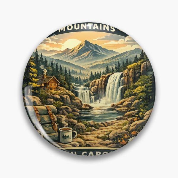 Item preview, Blue Ridge Mountains North Carolina Retro Badge designed and sold by Bugsy Sketches.