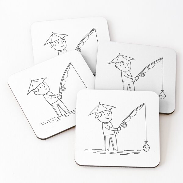 Item preview, A man wearing a small head umbrella while fishing designed and sold by rasagamastore.
