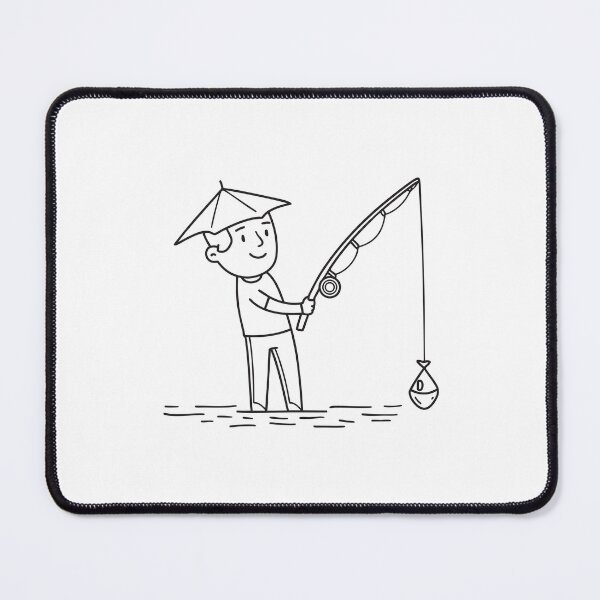 Item preview, A man wearing a small head umbrella while fishing designed and sold by rasagamastore.
