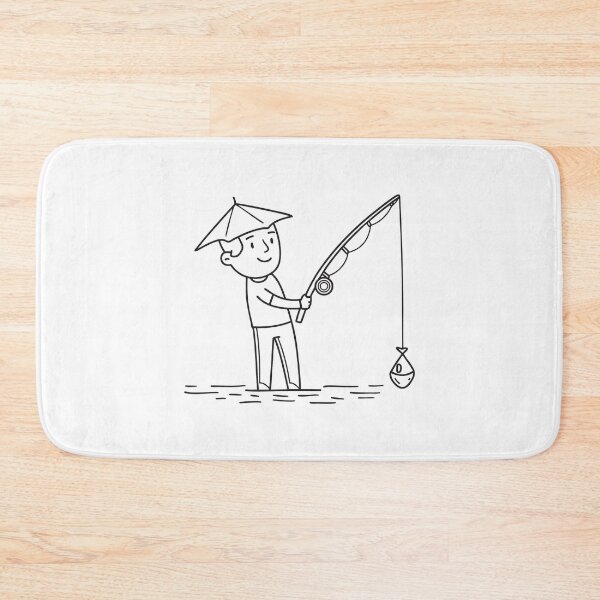 Item preview, A man wearing a small head umbrella while fishing designed and sold by rasagamastore.