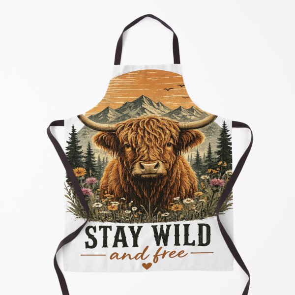 Item preview, Stay Wild and Free Highland Cow Vintage Nature designed and sold by Genzfirevibes.