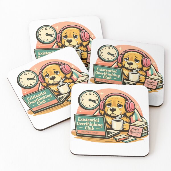 Item preview, Existential Golden Retriever – Coffee & Overthinking Club designed and sold by Timeless Junction.