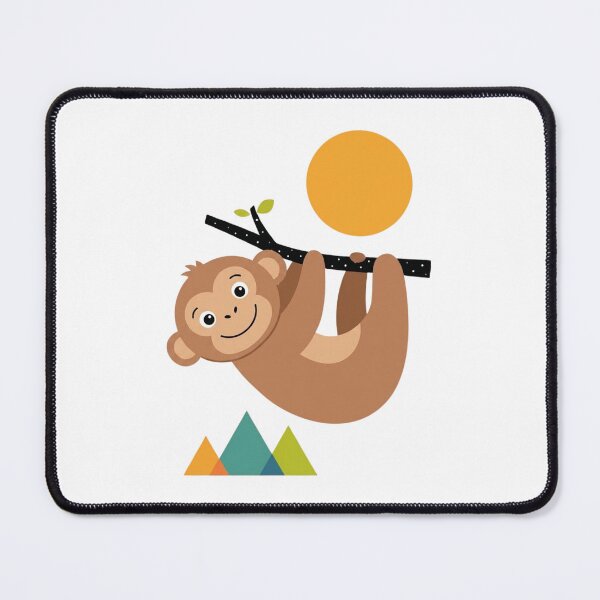 Item preview, Cute Happy Sloth Hanging on Tree Branch Under the Sun – Minimalist Kawaii Animal Cartoon Design designed and sold by Charonde.