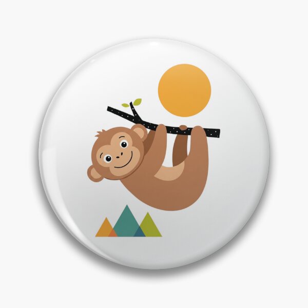 Item preview, Cute Happy Sloth Hanging on Tree Branch Under the Sun – Minimalist Kawaii Animal Cartoon Design designed and sold by Charonde.