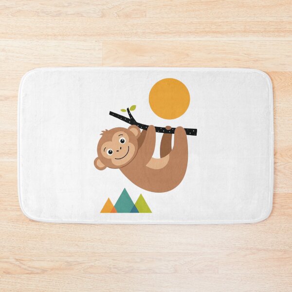 Item preview, Cute Happy Sloth Hanging on Tree Branch Under the Sun – Minimalist Kawaii Animal Cartoon Design designed and sold by Charonde.