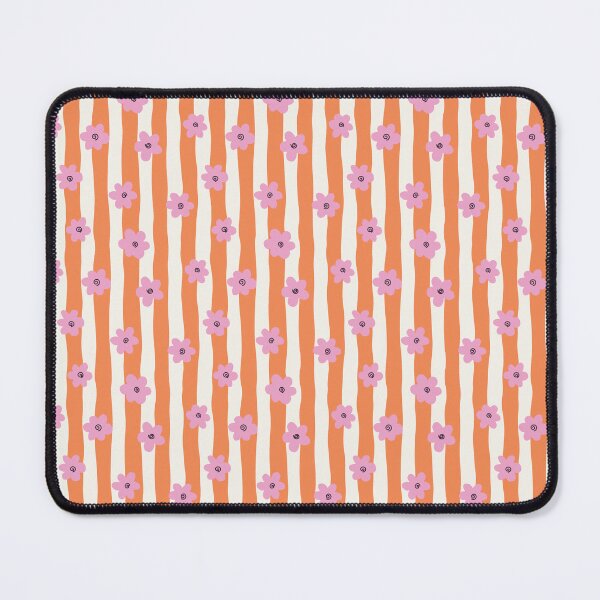 Item preview, Groovy Pink Flowers on Orange Stripes Cute Ditsy Floral Pattern designed and sold by BrownHorse90s.
