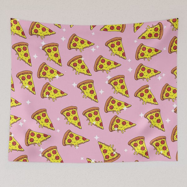Item preview, Pastel Pink Floating Pizza Slices Pattern Retro Sparkle Junk Food Art designed and sold by BrownHorse90s.