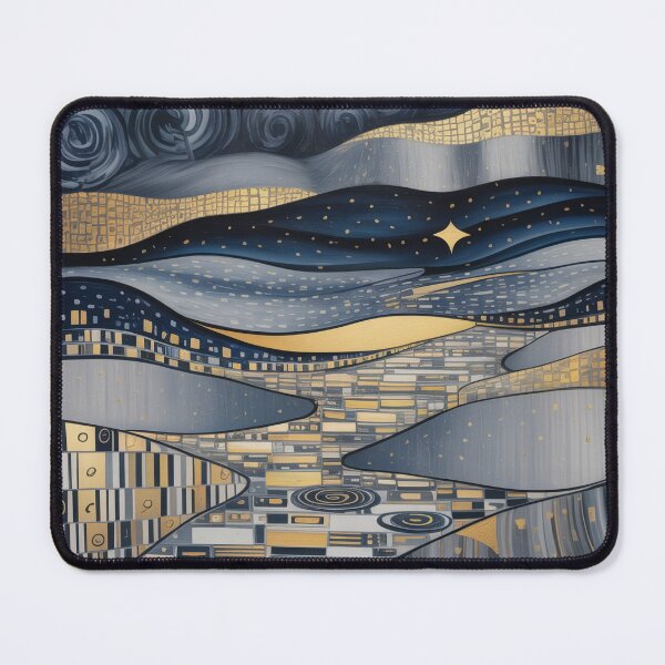 Item preview, Abstract Golden Night Landscape – Klimt-Inspired Modern Art Nouveau Wall Art with Gold Accents designed and sold by Tamas Das.