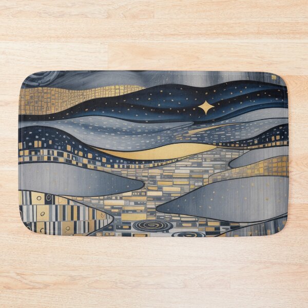 Item preview, Abstract Golden Night Landscape – Klimt-Inspired Modern Art Nouveau Wall Art with Gold Accents designed and sold by Tamas Das.
