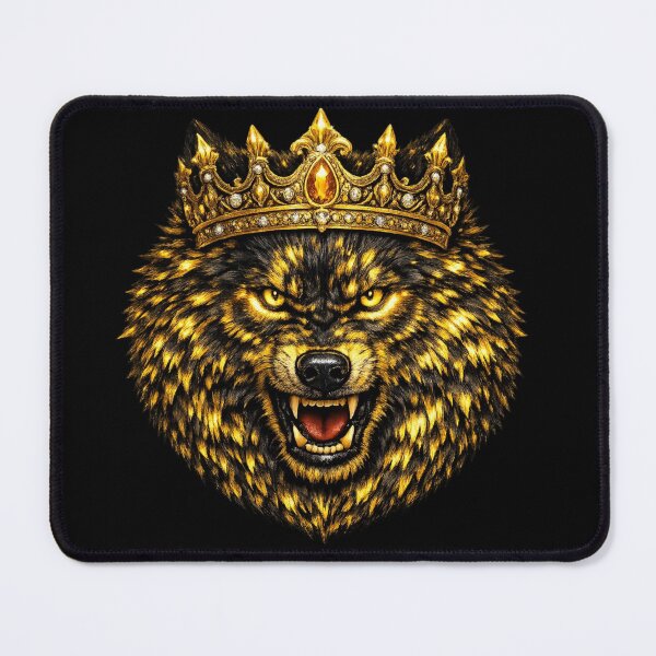Item preview, Golden Crowned Wolf Head Illustration designed and sold by behappyandrelax.