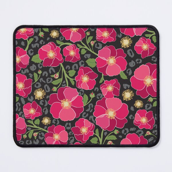 Item preview, Bold Pink Roses on Dark Leopard Print Seamless Pattern designed and sold by THE RILONA.