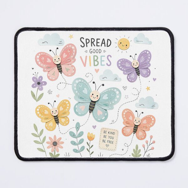Item preview, Spread Good Vibes – Cute Pastel Butterfly Floral Illustration designed and sold by Artisan Finds Online.