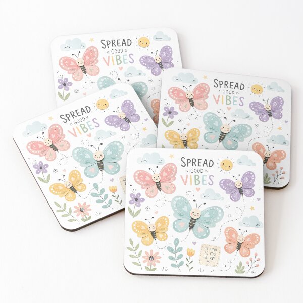 Item preview, Spread Good Vibes – Cute Pastel Butterfly Floral Illustration designed and sold by Artisan Finds Online.