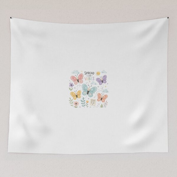 Item preview, Spread Good Vibes – Cute Pastel Butterfly Floral Illustration designed and sold by Artisan Finds Online.