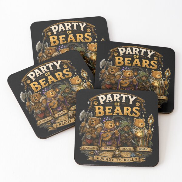 Item preview, Funny Dungeons and Dragons Party of Bears Fantasy Tabletop RPG Gaming Graphic designed and sold by River Silva.