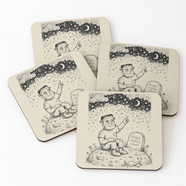 Item preview, Hilltop Star Gaze - Spooky Cute Frankenstein Monster designed and sold by bapupa.