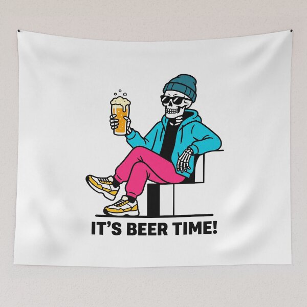 Item preview, It's Beer Time Funny Streetwear Skeleton Sticker designed and sold by Mr-wow.