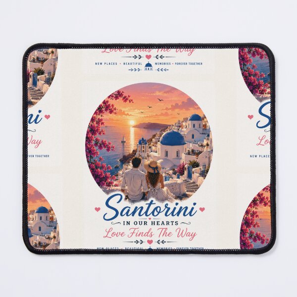 Item preview, Santorini In Our Hearts Love Finds The Way designed and sold by BagFactoryUK.