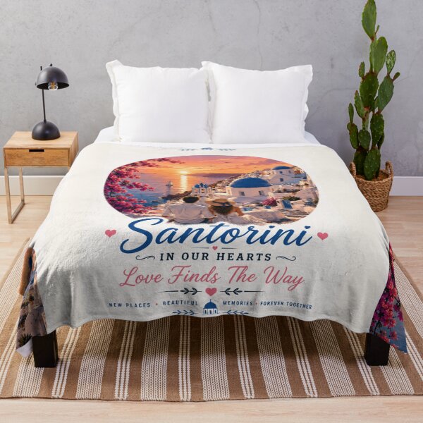 Item preview, Santorini In Our Hearts Love Finds The Way designed and sold by BagFactoryUK.