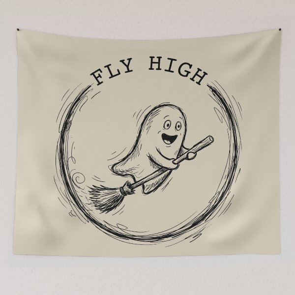 Item preview, Broomstick Glide - Spooky Cute Ghost designed and sold by bapupa.