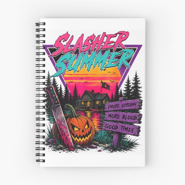 Item preview, Slasher Summer Retro 80s Synthwave Horror Camp Cabin Knife Halloween designed and sold by Taniyah Gomes.