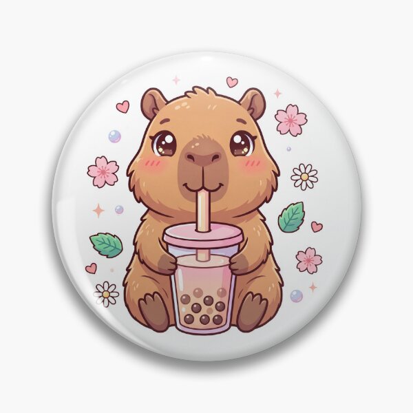 Item preview, Cute Capybara Holding Bubble Tea  Kawaii Boba Lover Animal Sticker  Pastel Capybara T-Shirt designed and sold by Him0227.