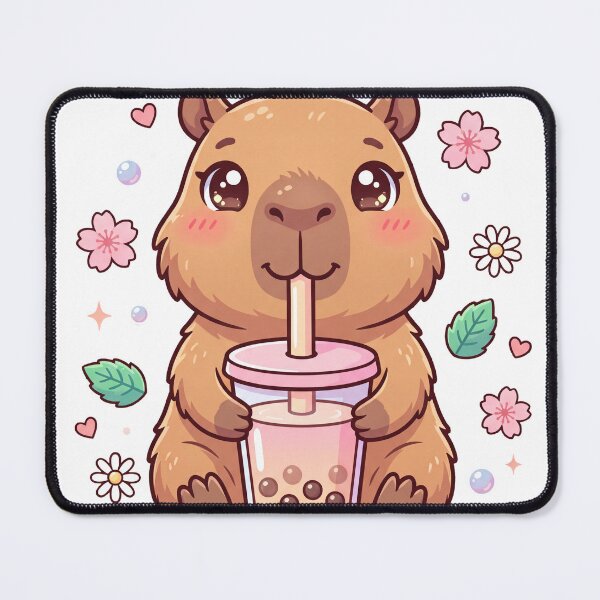Item preview, Cute Capybara Holding Bubble Tea Kawaii Boba Lover Animal Sticker Pastel Capybara T-Shirt designed and sold by Him0227.
