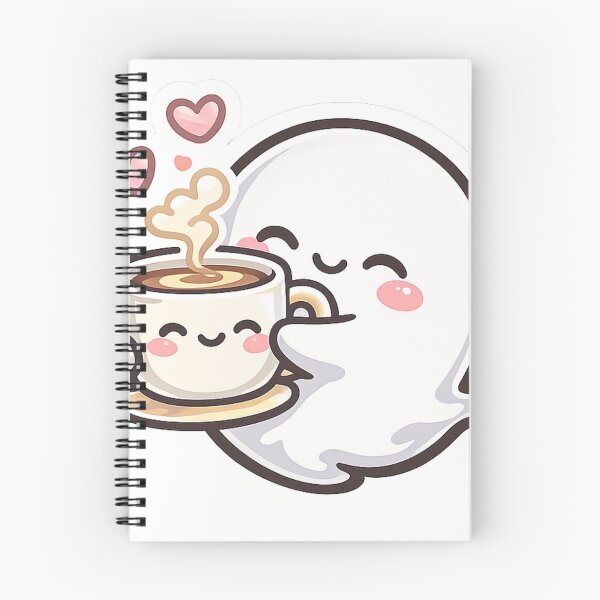 Item preview, Cute Ghost Hugging Coffee Cup Sticker | Kawaii Cozy Coffee Lover Vinyl Sticker designed and sold by Okebye..